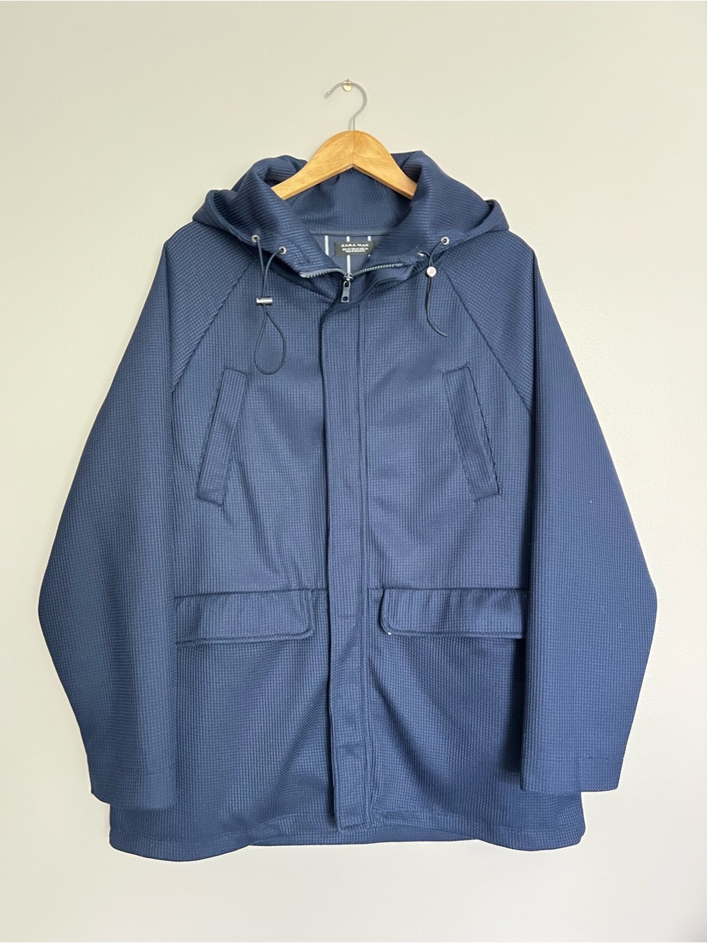 Zara Man Midnight Blue Hooded Raincoat